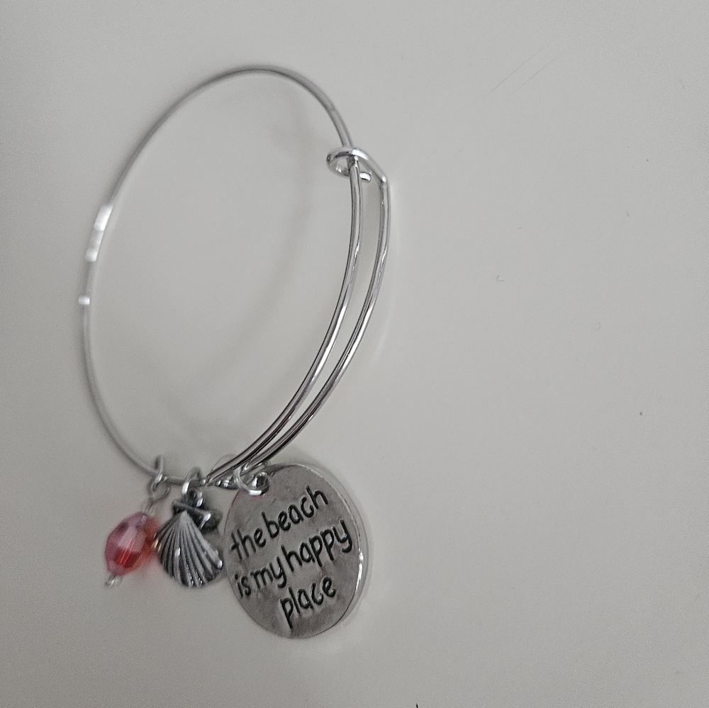 NWT "Beach is My Happy Place" Wire Bangle Bracelet - Picture 2 of 5